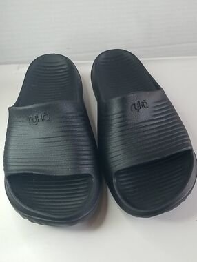 Ryka Men's Black Slide Sandals with Textured Strap
